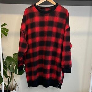 Zara Woman | Red and Black Plaid Mini Sweater Dress | OS (Zara Universal Medium)